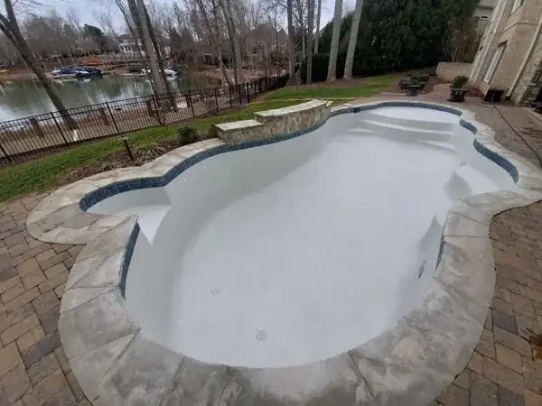 A newly resurfaced residential pool